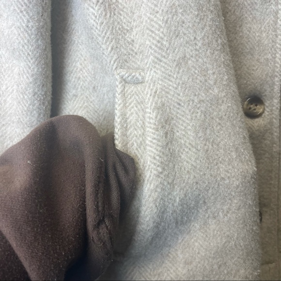 WESTFEILD wool trench coat size 12 made in Canada tan and brown button up - Picture 3 of 6